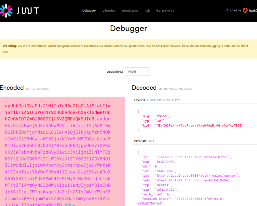 keycloak access token and performing signature verification